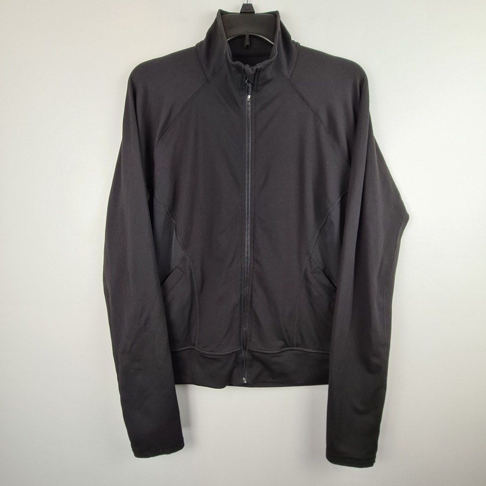 VICTORIA SECRET SPORT Black Jacket Hoodie‎ L With Side Back Mesh Panels Full Zip